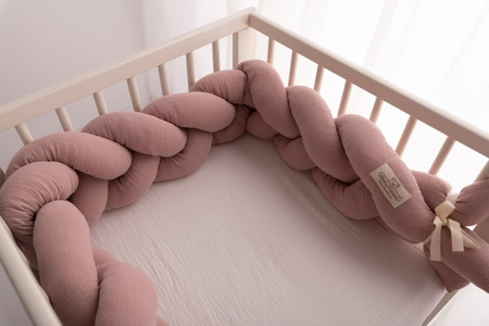 Babymatex Ochraniacz do łóżeczka Warkocz Muślin Różowy dł. 200cm