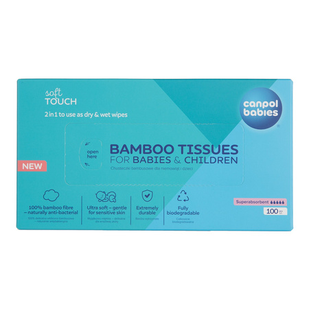 Canpol babies Suche chusteczki bambusowe dla niemowląt i dzieci 100 szt.