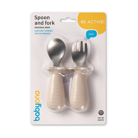 Babyono Sztućce dla dzieci stal nierdzewna beżowy