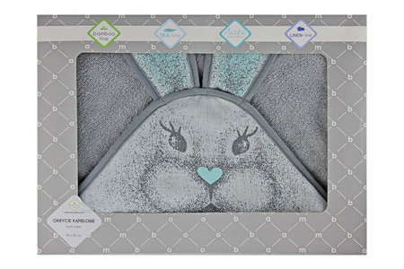 Texpol Bambusowe Okrycie kąpielowe 85x85 cm Króliczek szare,mięta