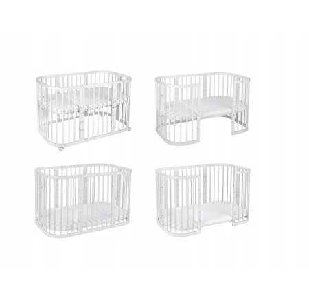 Waldin Łóżeczko 7w1 Białe z materacem