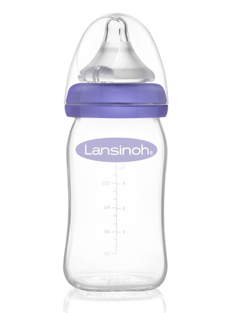 Lansinoh Szklana butelka mOmma 160 ml ze smoczkiem Natural Wave