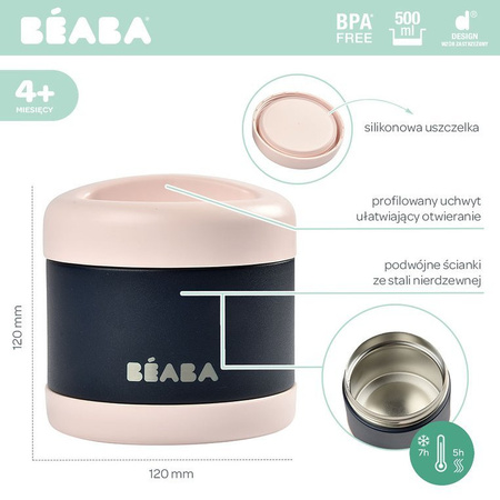 Beaba Pojemnik - termos obiadowy 500 ml light pink/night blue