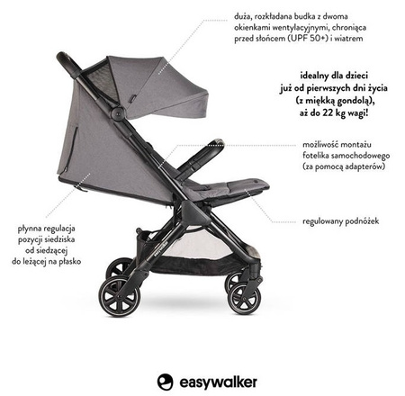 Easywalker Jackey kompaktowy wózek spacerowy Marble Grey