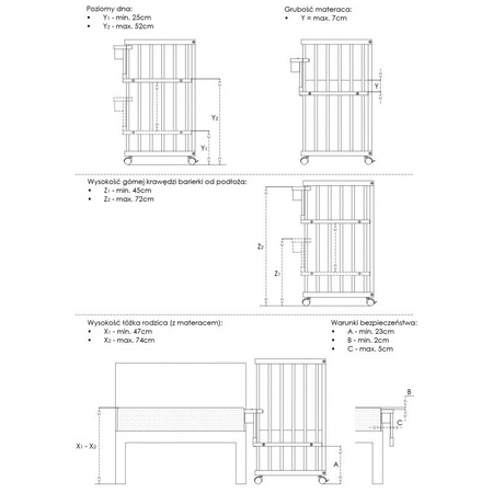 Klupś Łóżeczko dostawne PICCOLINO 90x40 cm Białe