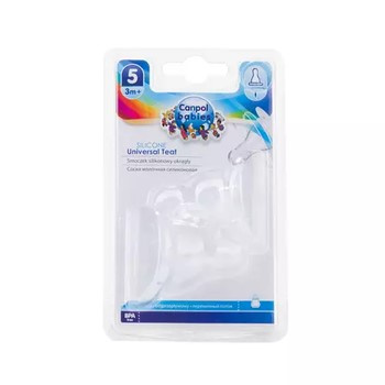 Canpol babies smoczek silikon trójprzepływ okrągły do butelki wąskiej 2 szt