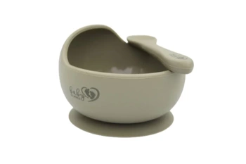 Baby In World Miska silikonowa z przyssawką i łyżeczką Sage