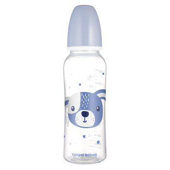Canpol babies Butelka standardowa wąska 250 ml CUTE ANIMALS niebieska