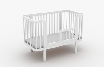 Skrzat Łóżeczko  Klara z barierką i wyjmowanymi szczebelkami (120x60 cm) kolor BIAŁY