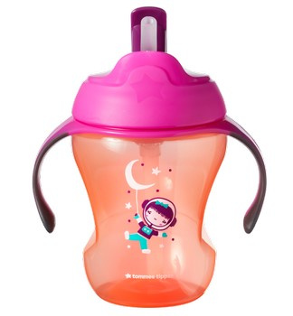 Tommee Tippee Bidon ze słomką niekapek Kosmonautka 230ml 6m+ pomarańczowy