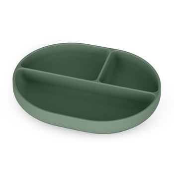 PETITE&MARS Silikonowy talerzyk z przegródkami owalny Take&Match 6m+ Misty Green