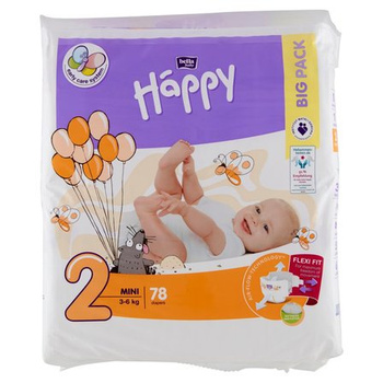 BELLA HAPPY Pieluchy jednorazowe Mini 2 3-6 kg 78 szt.