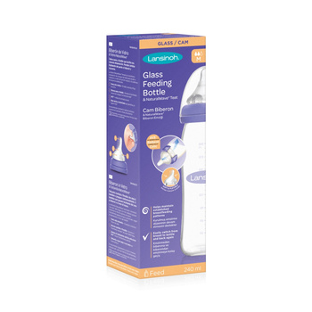 Lansinoh Szklana butelka  240 ml ze smoczkiem Natural Wave