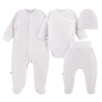 Eevi Komplet wyprawkowy 4-częściowy kółeczka szare Rozmiar 62