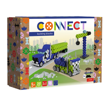 Zestaw klocków Connect 3w1: Ciężarówka / Plac budowy