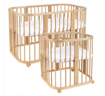 Waldin Łóżeczko 7w1 Naturalne z materacem