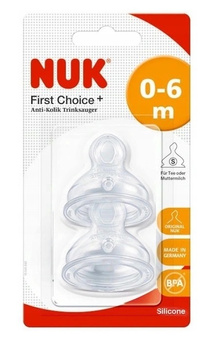 NUK Smoczek na butelkę silikonowy 0-6m-cy. S 2szt.