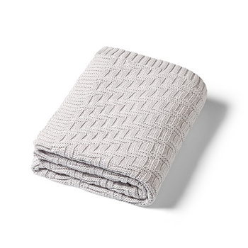 Babyono Kocyk dzianinowy bawełniany szary