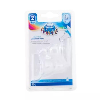 Canpol babies smoczek silikon średni okrągły do butelki wąskiej 2 szt