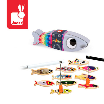 Janod Zestaw do łowienia Sardynka. magnetyczny drewniany 10 rybek