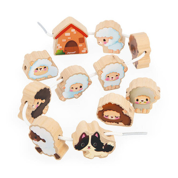 Janod Nawlekanka z drewnianymi owieczkami Farma