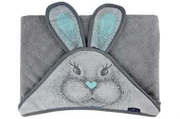 Texpol Bambusowe Okrycie kąpielowe 85x85 cm Króliczek szare,mięta
