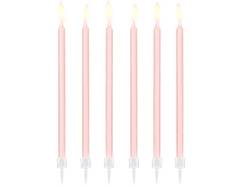 Świeczki urodzinowe gładkie, jasny różowy, 14cm (1 op. / 12 szt.)