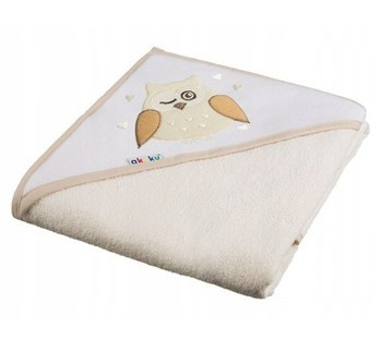 Akuku Okrycie kąpielowe z kapturem Ecru 80x80