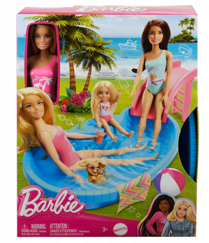 Mattel Lalka Barbie z basenem i zjeżdżalnią